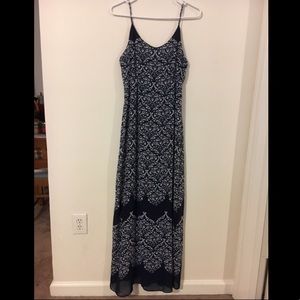 Navy and while maxi dress